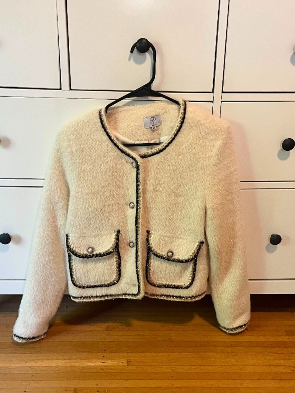 P&M White Faux Fur Button-Up Jacket